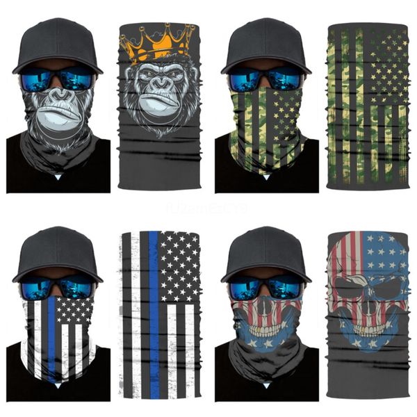 

outdoor cycling face mask skull magic turban bandanas neck snood halloween party cosplay sport motorcycle scarves headband windproof mask#64, Blue;black