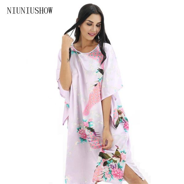

summer female rayon bathrobe gown lounge soft sleepwear casual robe dress vintage print nightgowns, Black;red
