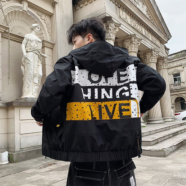 

luxury men jacket autumn hooded brand jacket spring and autumn casual loaded korean version of the tooling clothes trend hip-hop, Black;brown