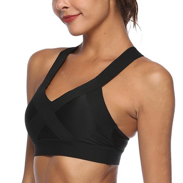 

loozykit women's yoga sport bra push up shockproof bra gym fitness vest tank running workout basic clothes, White;black