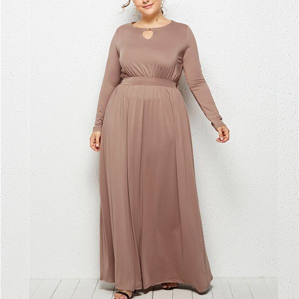 

5 colors large size dress women plus size female fat mm elegant long dress big sizes vestidos long sleeve tunic robe, Black;gray