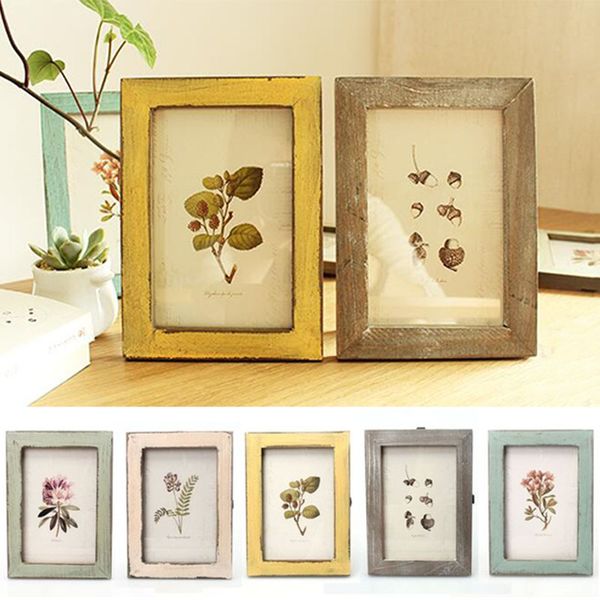 

retro wedding birthday p pictures frame(flower painting picture) wooden irregular p holder living room table decor