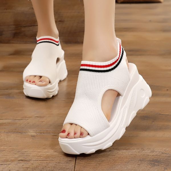 

спорт женские сандалии на высоких каблуках костюм женский бежевый мода женская обувь 2020 espadrilles платформа клин кексы обуви, Black