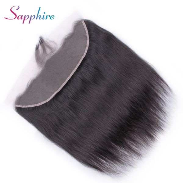 

sapphire hair transparent lace frontal closure hair 13x4 part with baby brazilian straight human no remy, Black;brown