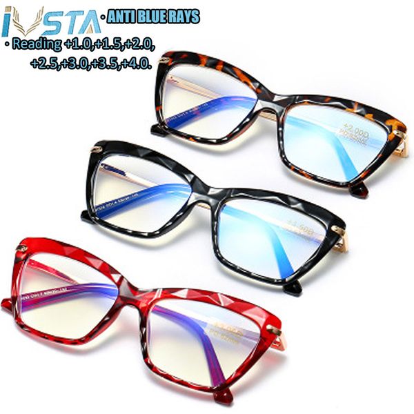 

ivsta reading glasses women anti blue light rhinestone optical computer cat eye hyperopia +1.0 +1.5 +2.0 +2.5 +3.0 +3.5 +4.0, White;black