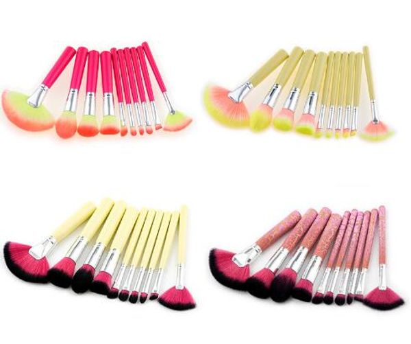 

beauty tools 10pcs makeup eye brushes set 4color wooden handle brush