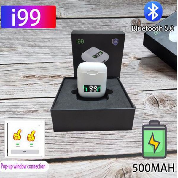 

Led digital di play 5 0 bluetooth headphone i99 tw wirele earbud tereo upport pop up window wirele charging head et