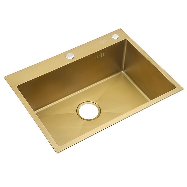 

Brushed Gold Single Sink Bowel 30 Inch 9 Gauge Kitchen Sink SUS304 Stainless Steel Kitchen Towel Undermount Basket Strainer
