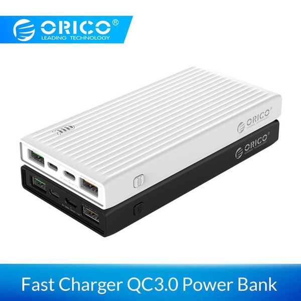 

orico 20000mah qc 3.0 power bank portable two-way fast charging 18w max output external battery for xiaomi samsung huawei