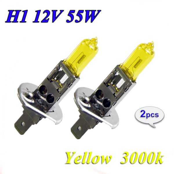 

h1 halogen bulb yellow 2 pcs(1 pair) 12v 55w 3000k quartz glass car headlight auto light xenon fog lampxenon lamp light bulb 6000k 12v 55w
