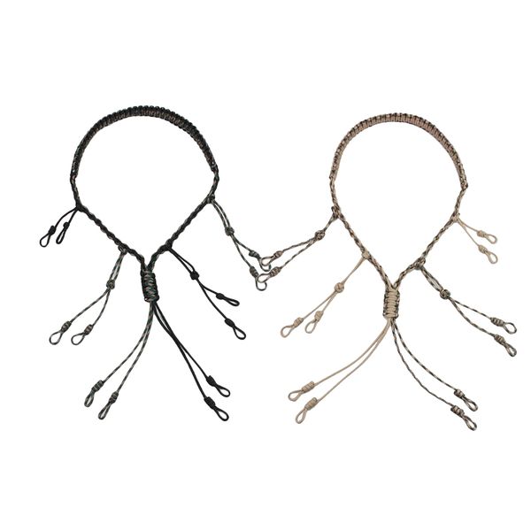 

set of 2 duck call lanyard paracord hunting goose calls 12 adjustable loops outdoor - black & khaki