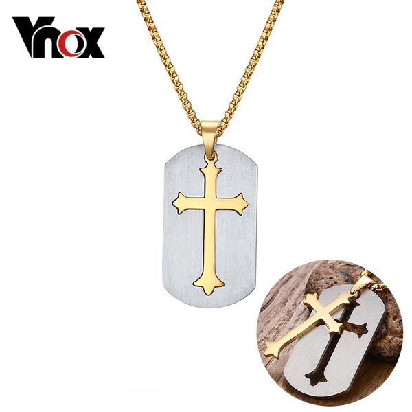 

cross pendant necklace gold color stainless steel men chain christian jesus charm necklace statement jewelry christmas gift, Silver