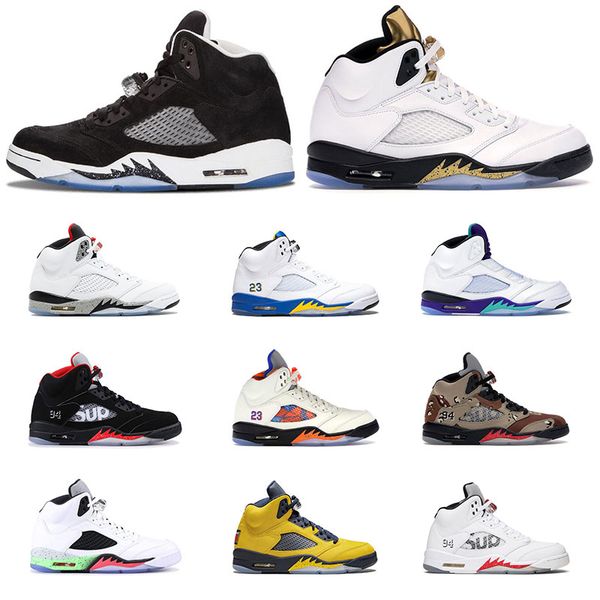 

2020 men basketball shoes air ritro 5 black white desert camo ice blue red suede fresh prince pro star sports sneaker size 7-13
