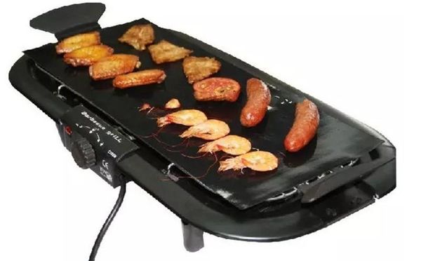 Reusável Superfície não-Stick Churrasqueira Barbecue Churrasqueira Esteira De Chajão Para Cozinhar e Cozimento e Forno de Microondas Use preto