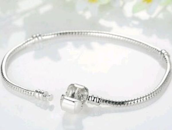 

6-9 inches silver plated snake chain 3mm fit european charm beads bangle bracelets with logo fashion diy jewelry, Black