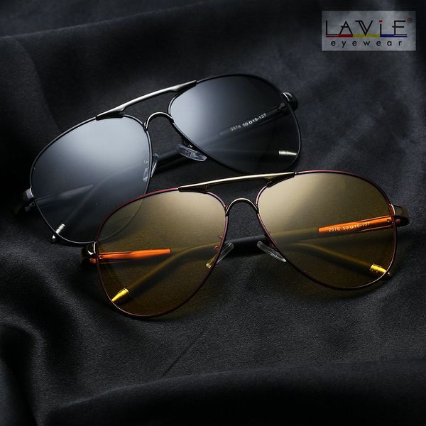 

2019 men sunglasses pchromic polarized grey yellow sunglasses men pilot business style change color sun glasses women, White;black
