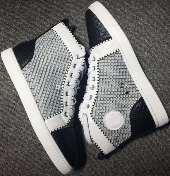 

luxury high brand spikes sneakers shoes for women men red bottom casual walking perfect rivets skateboarding designer sports shoes, Black