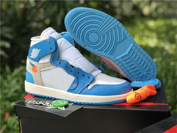 

est off authentic 1 high unc basketball shoes men women white powder university blue dark cone black red chicago aq0818-148 sneakers