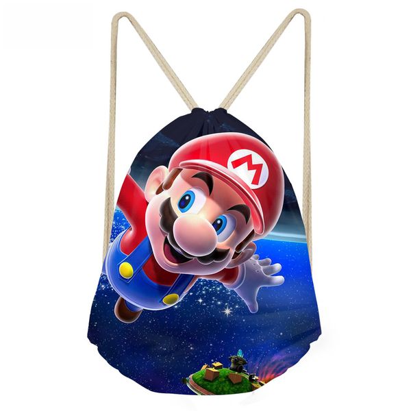 

thikin super mario printing games drawstring bag boys girls kids school backpack cute small backpacks rucksack sac a dos