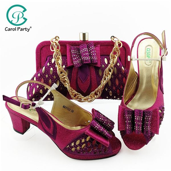 

magenta color italian design shoes with matching bags african women shoes and bag set nigerian women wedding and bag sets, Black