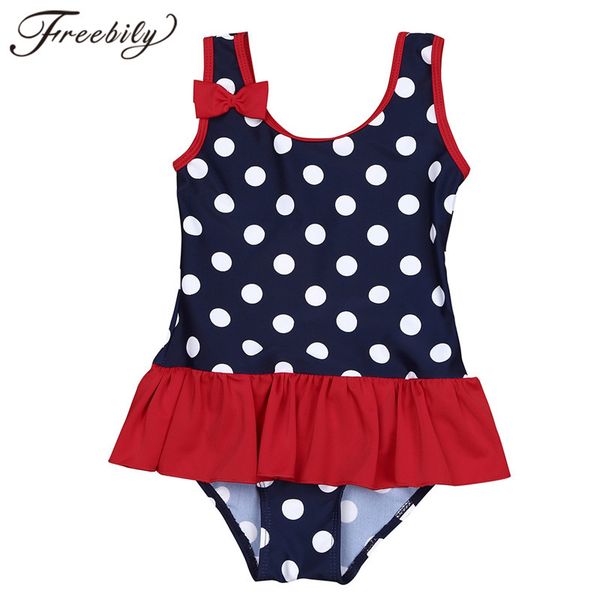 

Kids Baby Girls Children Swimming One-piece Sleeveless Polka Dots Ruffles Swimsuit Swimwear Bathing Suits Beach Wear 0 Months-3