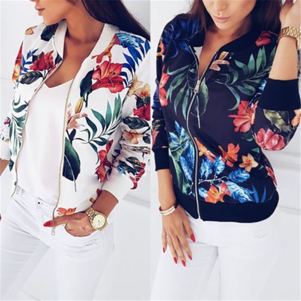 

women's hoodies & sweatshirts fashion women coat ladies retro floral zipper up jacket casual autumn outwear clothes two color four size, Black