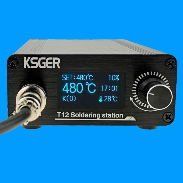 

ksger t12 soldering station iron tips stm32 oled diy kits 907 handle aluminum alloy fx9501 electric tools welding dc ac power