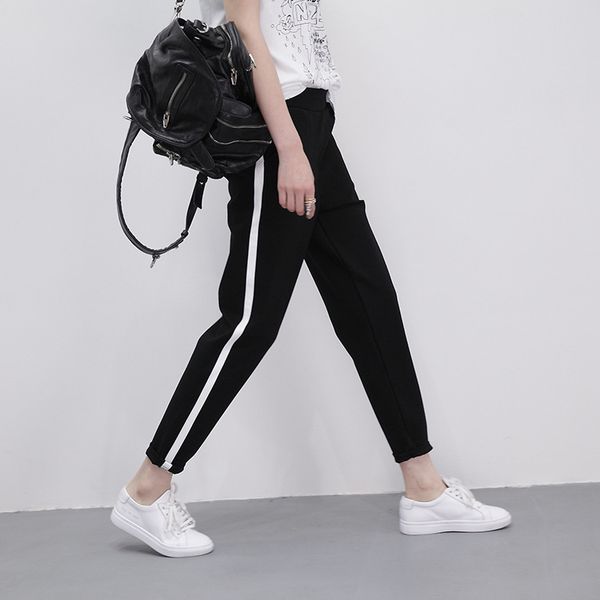 

summer korean-style students loose and plus-sized skinny athletic pants thin suit pants casual harem women's ninth s, White;black