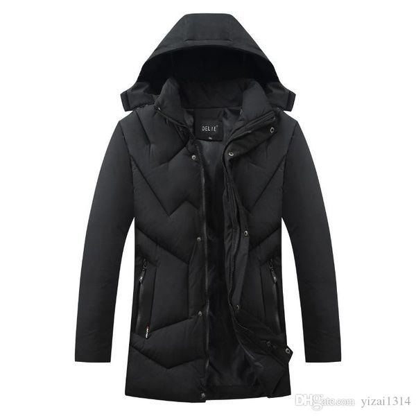 

горячая роскошная дизайнерская марка мужчины длинный пуховик куртка согреться толстовка мужская куртка мужская куртка плюс размер, Black