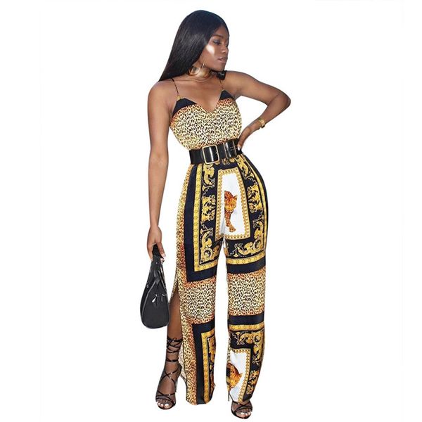 

женская леопардовый sexy комбинезоны split пояса fine condole майами стиль 7 минут брюки с застежкой-молнией, Black;white