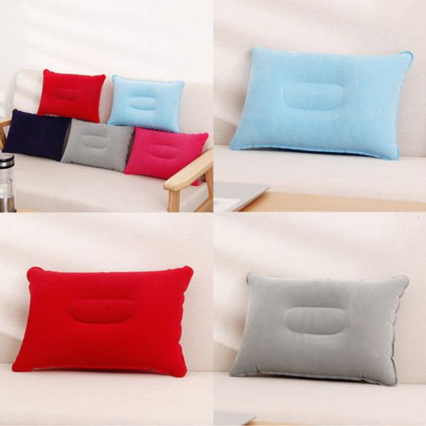 

2018 brand new solid color soft outdoor travel air cushion beach inflatable cushion camping car head rest hiking