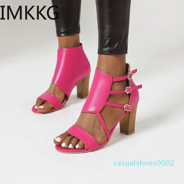 

2020 women sandals lady high heels square heel sandals peep toe hollow out individual character vogue woman shoes c02, Black