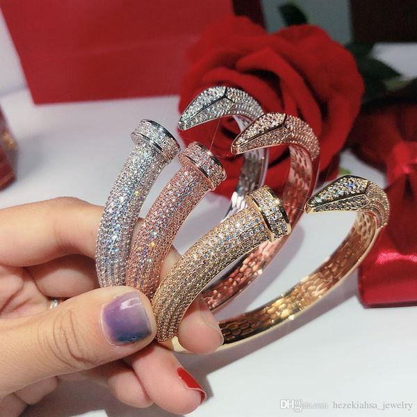 

internet celebrities screw full drill nails bracelet gold bracelets women bangles punk for gift luxurious superior quality jewelry, Black