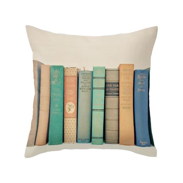 

личите diy старинных книг библиотеки серии печатной подушка чехол полиэстер peachskin 45x45cm подушка обложка для спальни домашнего офиса