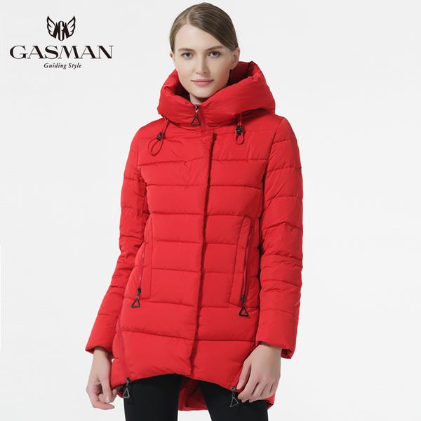 

gasman 2019 women winter short down jacket casual overcoats hooded warm down parka for women fashion warm winter windproof coat, Black