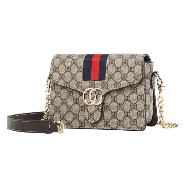

New Korean version of the shoulder slung fairy bag Fashion contrast color mini printing chain small square bag