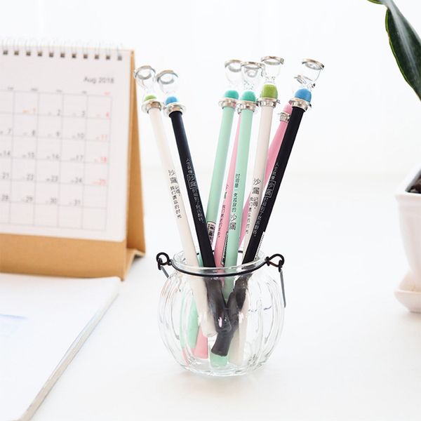 

kawaii stationery creative time hourglass gel pen 0.5mm black ink pens for student office school supplies color random
