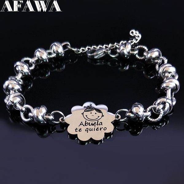 

2019 fashion abuela stainless steel chain bracelet for women silver color bracelets & bangles jewelry pulsera hombre b18119, Black