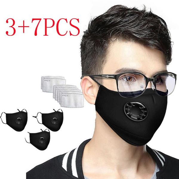 

3pcs face cover+ 7pcs pm2.5 cover replacement sheet anti-dust black mouth cotton face cover anime for cycling camp