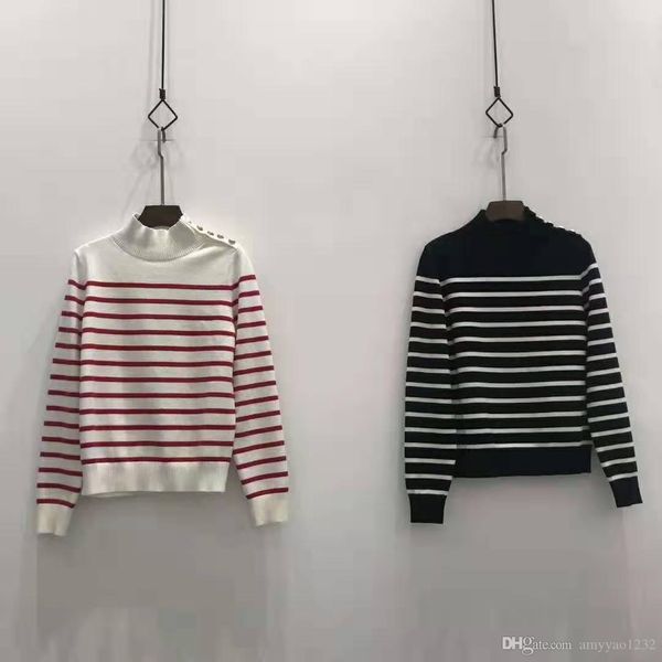 

1027 2019 осень плюс размер свитер бесплатная доставка полосатый с длинным рукавом круглый вырез выпускного вечера мода женская одежда цянь, White;black