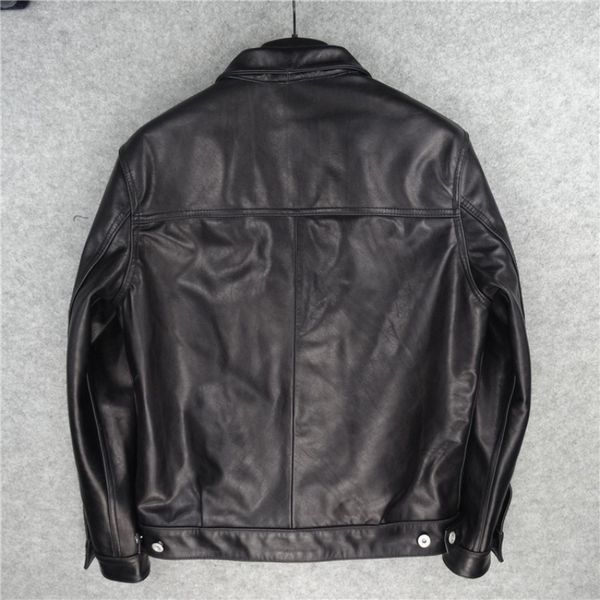

из натуральной кожи мужские куртки конструктора классический черный однобортный cowboy способа куртки кожи высокого качества короткие пальто, Black