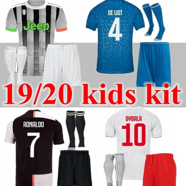 

New 2019 2020 fourth ronaldo palace juventu kid kit occer jer ey 19 20 child hirt de ligt dybala futbol maillot football hirt kit, Black;yellow