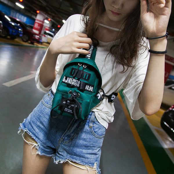 

no use mini type of japanese ms hong kong wind leisure men's and women's chest bump color letter inclined shoulder bag