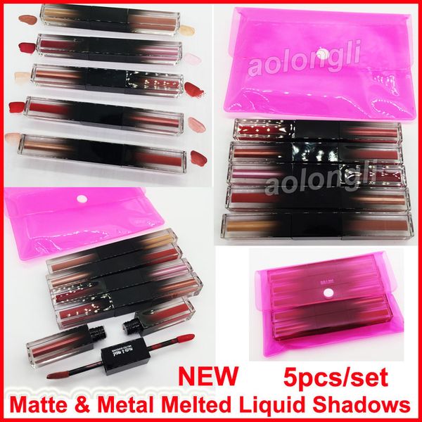 

Beauty eye makeup matte metal liquid eye hadow 5pc et highlighter liquid eye hadow double head melted hadow new hot