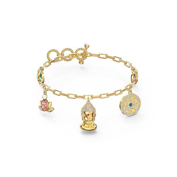 

swa turn fortune buddha bracelet female lotus gold color fashion, Black