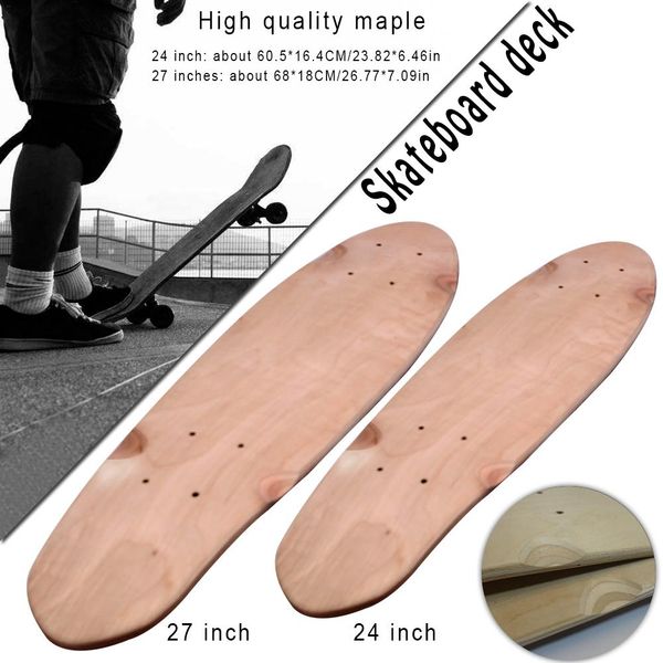 

24/27 inch 7-layer maple blank skateboard deck skate board concave kick decks skate board rough sandpaper for longboard diy part