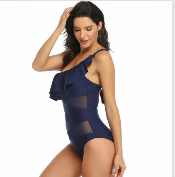 

womens designer swimsuit one piece swimwear solid bathing suit black and blue natural color swimsuit female clothing, White;black