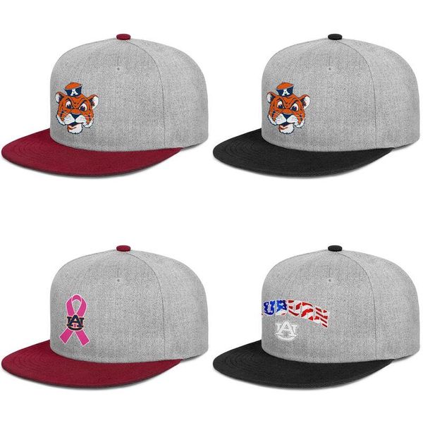 

auburn tigers football usa flag logo mens and womens flat edge baseball adjustable cap cool hip hop hats pink breast cancer logo, Blue;gray