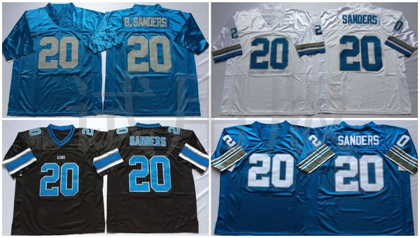 

barry sanders white black blue ncaa football jerseys quick dry breathable jersey men retro stitched