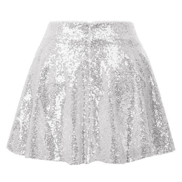 

short skirt women's sequined high waist flared a-line sparkling sequins, Black